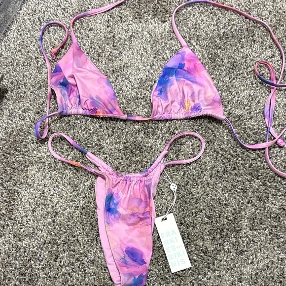Frankie's Bikinis Pink and Purple Bikini Set - Picture 1 of 5
